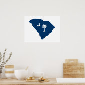 South Carolina in Blue en White Poster (Keuken)