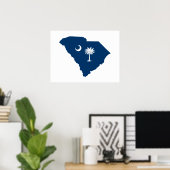 South Carolina in Blue en White Poster (Thuiskantoor)