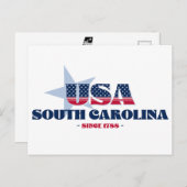South Carolina in rood, wit en blauw Briefkaart (Voorkant / Achterkant)