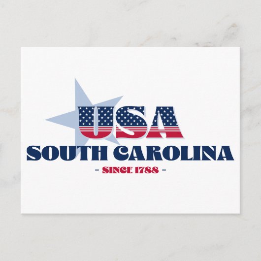 South Carolina in rood, wit en blauw Briefkaart (Voorkant)
