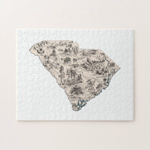 South Carolina -  kaart met Afbeelding Legpuzzel