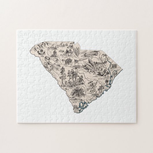 South Carolina -  kaart met Afbeelding Legpuzzel (Horizontaal)