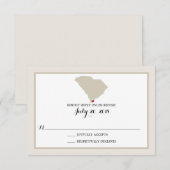 South Carolina Kaart met hart | Bruiloft RSVP (Voorkant / Achterkant)