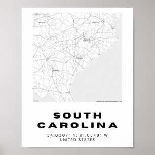 South Carolina kaart ontwerp Poster