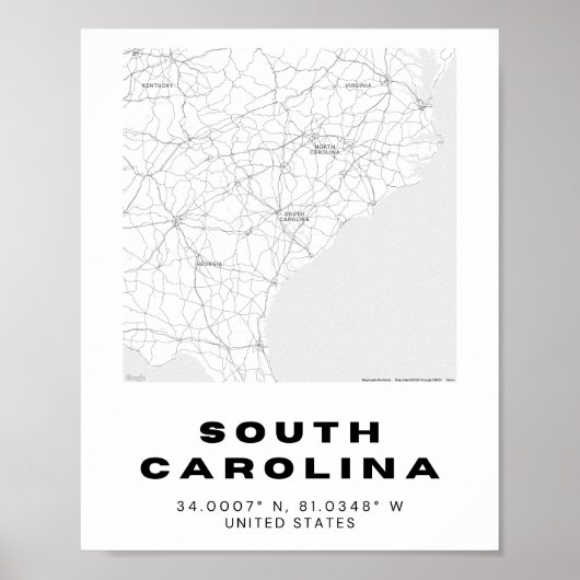 South Carolina kaart ontwerp Poster (Voorkant)