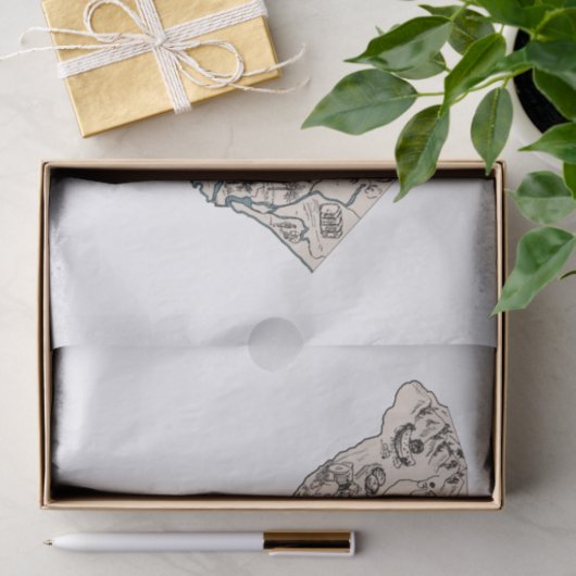 South Carolina  kaart van het Afbeelding Tissuepapier (Geschenk)