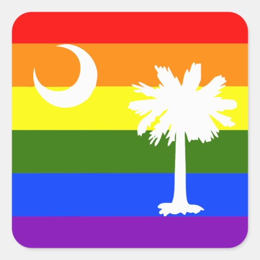 SOUTH CAROLINA LGBT RAINBOW PRIDE FLAG VIERKANTE STICKER (Voorkant)