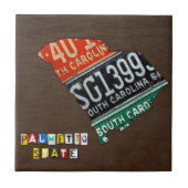 South Carolina License Bord Map keramische tegel V Tegeltje (Voorkant)