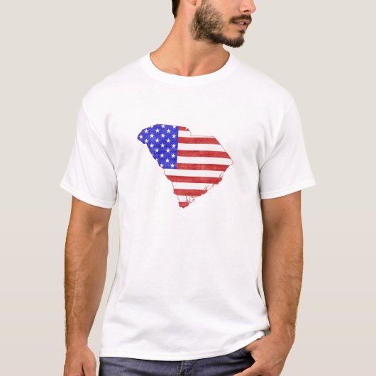 South Carolina Map - Amerikaans vlaggenpatriottisc T-shirt (Voorkant)