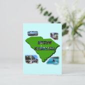 South Carolina Map, Foto's en Tekst Briefkaart (Staand voorkant)
