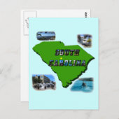 South Carolina Map, Foto's en Tekst Briefkaart (Voorkant / Achterkant)