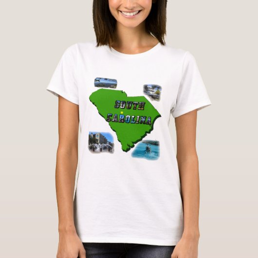 South Carolina Map, Foto's en Tekst T-shirt (Voorkant)