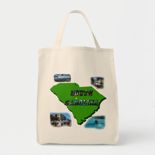 South Carolina Map, Foto's en Tekst Tote Bag (Voorkant)