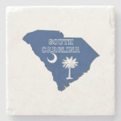 South Carolina Map Shaped Carolinian State Flag Stenen Onderzetter (Voorkant)
