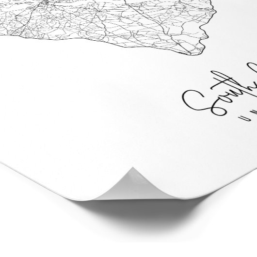 South Carolina Minimal Street Map Poster (Hoek)