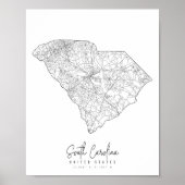 South Carolina Minimal Street Map Poster (Voorkant)