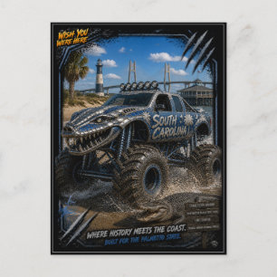 South Carolina Monster Truck Off Road Kunst Briefkaart
