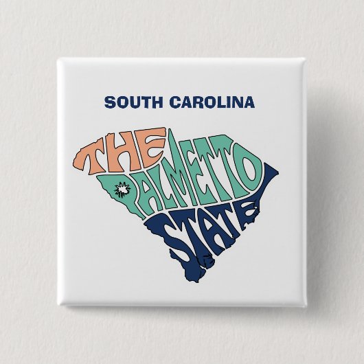 South Carolina Nickname Word Art Vierkante Button 5,1 Cm (Voorkant)