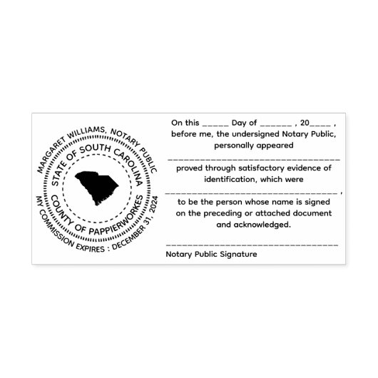 South Carolina Notary publieke erkenningsstempel Zelfinktende Stempel (Design)