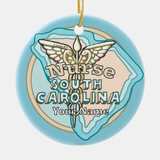 South Carolina Nurse Caduceus  Keramisch Ornament (Voorkant)