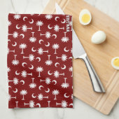 South Carolina Palmetto Moon Flag Garnet Theedoek (Quarter Fold)