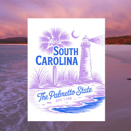 South Carolina Palmetto State Est. 1788 Travel Briefkaart