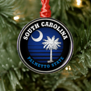 SOUTH CAROLINA PALMETTO STATE FLAG METALEN ORNAMENT
