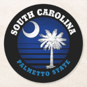 SOUTH CAROLINA PALMETTO STATE FLAG RONDE KARTONNEN ONDERZETTER (Voorkant)