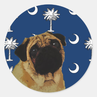 South Carolina Pug Ronde Sticker