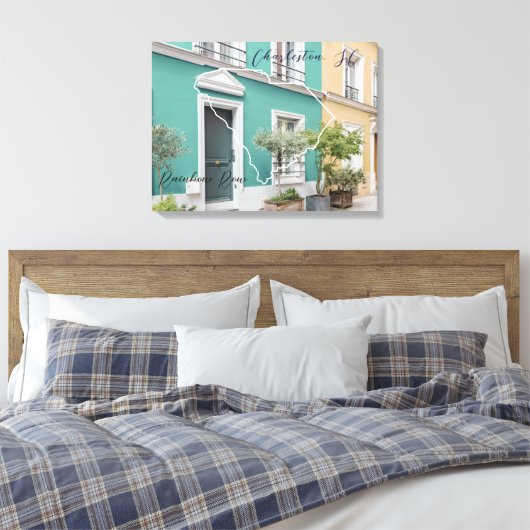 South Carolina Rainbow Row gepersonaliseerd canvas (Insitu (Slaapkamer))