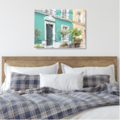 South Carolina Rainbow Row gepersonaliseerd canvas Afdruk (Insitu (Slaapkamer))