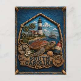 South Carolina Reis in Vintage Stijl Briefkaart