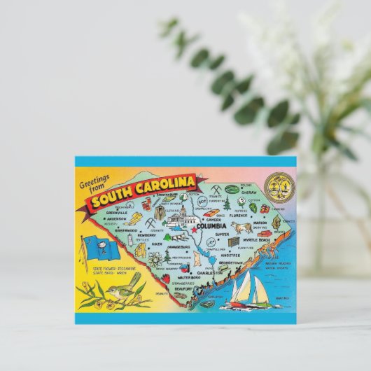 South Carolina Retro Briefkaart (Staand voorkant)