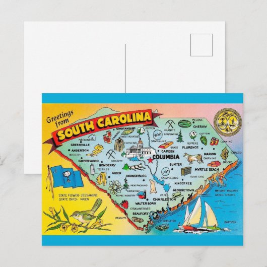 South Carolina Retro Briefkaart (Voorkant / Achterkant)