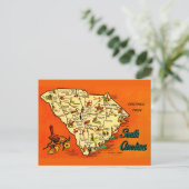 South Carolina Retro Orange Postcard Briefkaart (Staand voorkant)