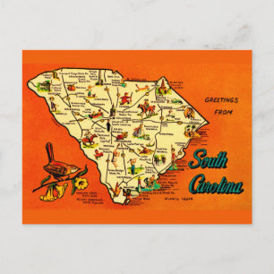 South Carolina Retro Oranje Ansichtkaart Briefkaart