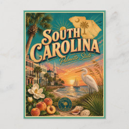 South Carolina Retro Reis Souvenir Prentbriefkaart Briefkaart