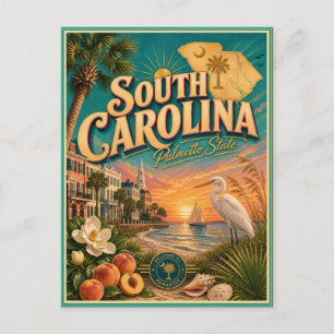 South Carolina Retro Reis Souvenir Prentbriefkaart Briefkaart