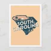 South Carolina Retro Travel Design Iconisch VS Briefkaart (Voorkant)
