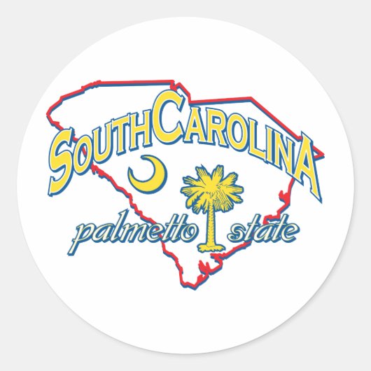 South Carolina Ronde Sticker (Voorkant)