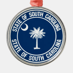 South Carolina Round Emblem Metalen Ornament