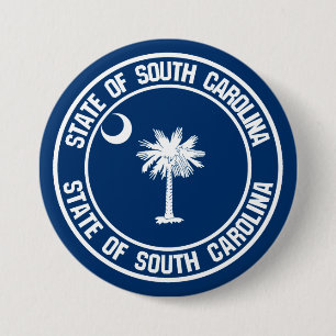 South Carolina Round Emblem Ronde Button 7,6 Cm