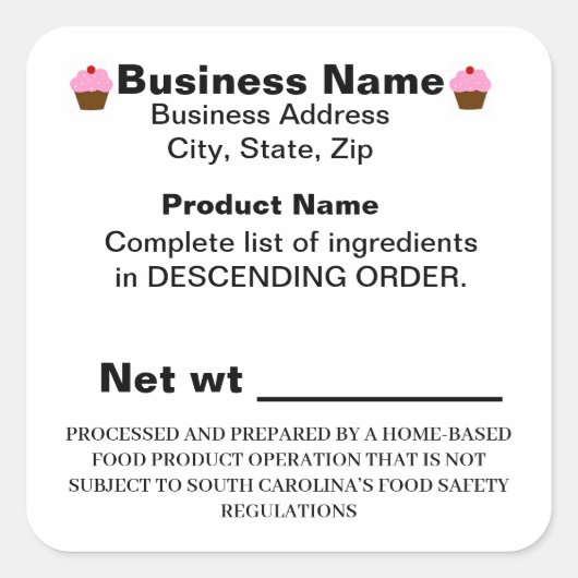 South Carolina SC Cottage Law Sticker Label (Voorkant)