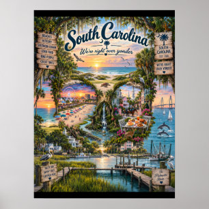 South Carolina Schedel Art Print Staat van Mind