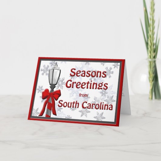 South Carolina Seasons Greetings Lamp Snowflake Feestdagen Kaart (Voorkant)