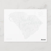South Carolina Shaped  Gray Typografie Name Briefkaart (Achterkant)