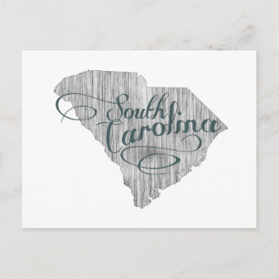 South Carolina Shaped  Gray Typografie Name Briefkaart