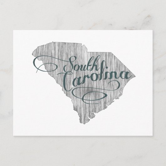 South Carolina Shaped  Gray Typografie Name Briefkaart (Voorkant)