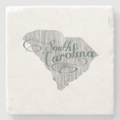 South Carolina Shaped  Typography Antiek Stenen Onderzetter (Voorkant)