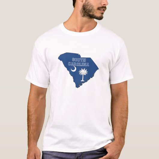 South Carolina Silhouette Map Shaped State Flag T-shirt (Voorkant)